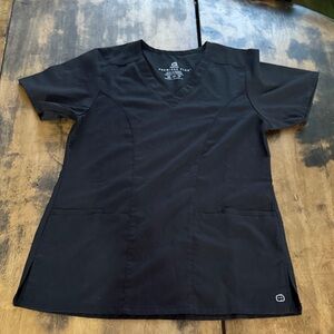 WonderWink Black Short Sleeve V-Neck Top